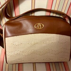 NWT - Vintage Etienne Aigner Brown and Cream Crossbody Bag - Perfect!